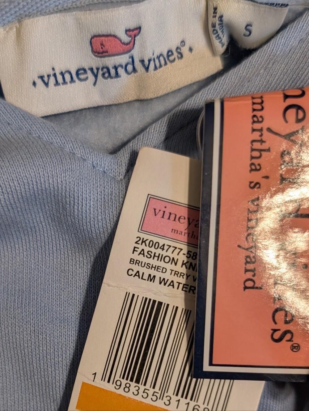 Vineyard Vines Blue Hooded Sweatshirt * NWT * Small - Picture 3 of 3